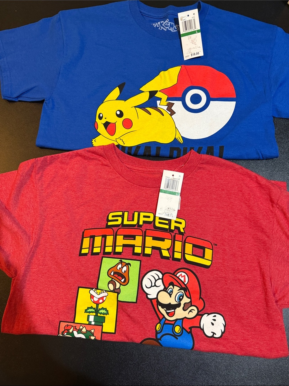 Pokemon Blue and Super Mario Tee bundle